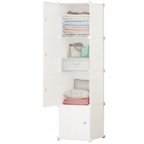 Armadio modulare Guardaroba Abiti Bianco Scaffale Colonna 147x39x37 cm