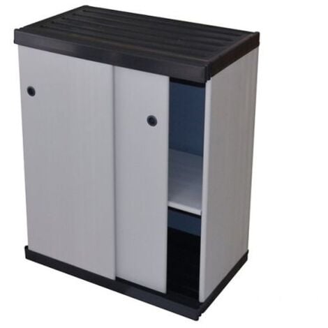 Armadio Modulare Multiuso in Resina a 2 Piani e 2 Ante Scorrevoli Mongardi 68x40,5x85 cm - 7895C04