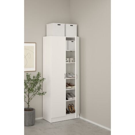 EBUY24 armadio multifunzione 2 ante battenti bianco 69,2x34,6x170,4 cm