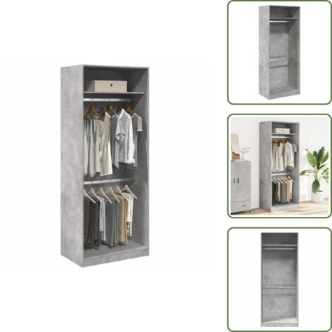 Armadio multistrato - vidaXL Armadio Grigio Cemento 80x50x200 cm in Legno Multistrato - Armadio con scomparti