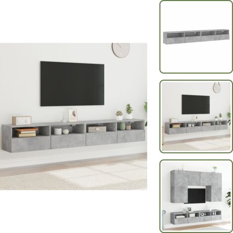 Armadio multistrato - vidaXL Mobili TV Muro 2pz Grigio Cemento 100x30x30cm Legno Multistrato - Armadio in legno