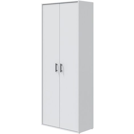 Armadio Multiuso 2 Ante Mileto, 3 Ripiani, 2 Ante, 40x206h cm Bianco