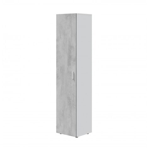 Armadio multiuso 41x182h cm con un'anta bianco opaco e cemento - Valdagno