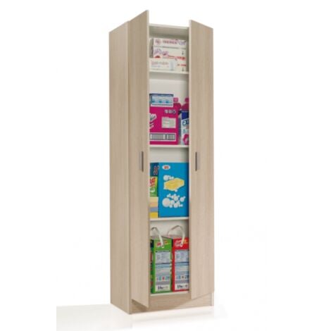 Armadio multiuso 59x37x182h cm con 2 ante e 3 ripiani rovere chiaro - Garofano