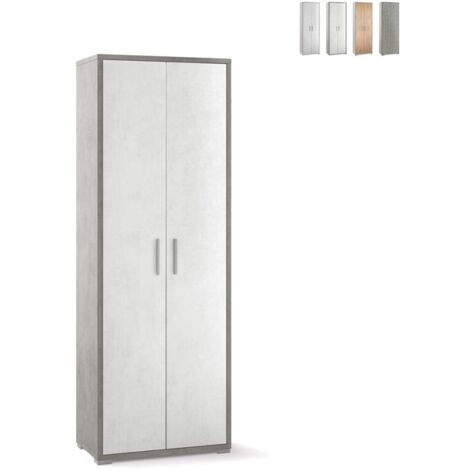 Armadio multiuso alto due ante Cemento Bianco 71x41x h199 cm