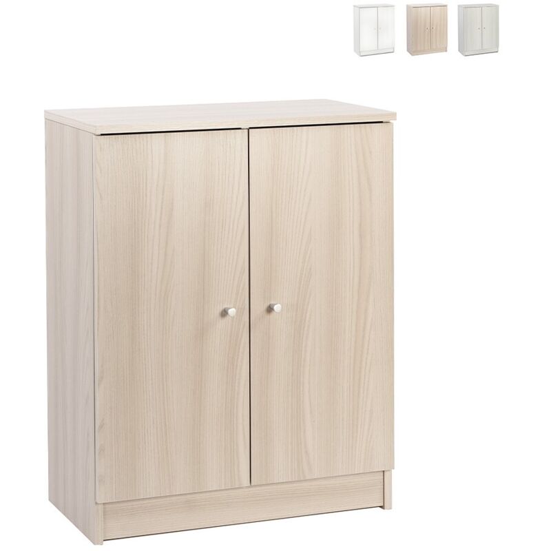 Sarmog - Armoire basse polyvalente à deux portes Light Elm 62x34x h80 cm