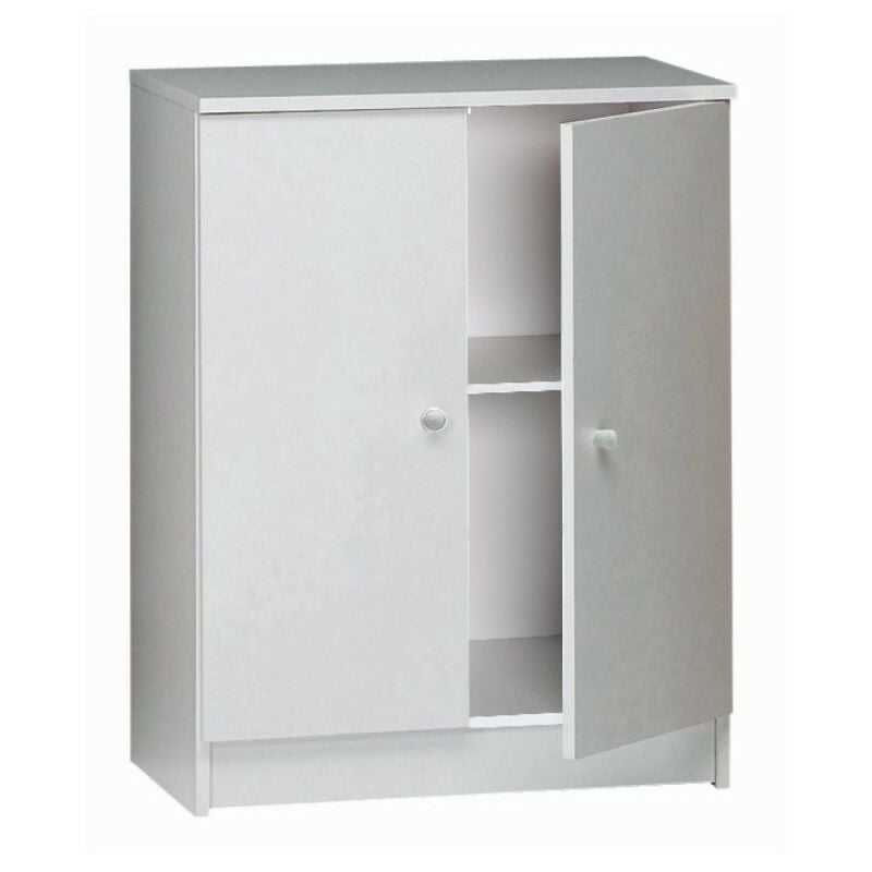 Sarmog - Armoire basse polyvalente à deux portes Blanc 62x34x h80 cm