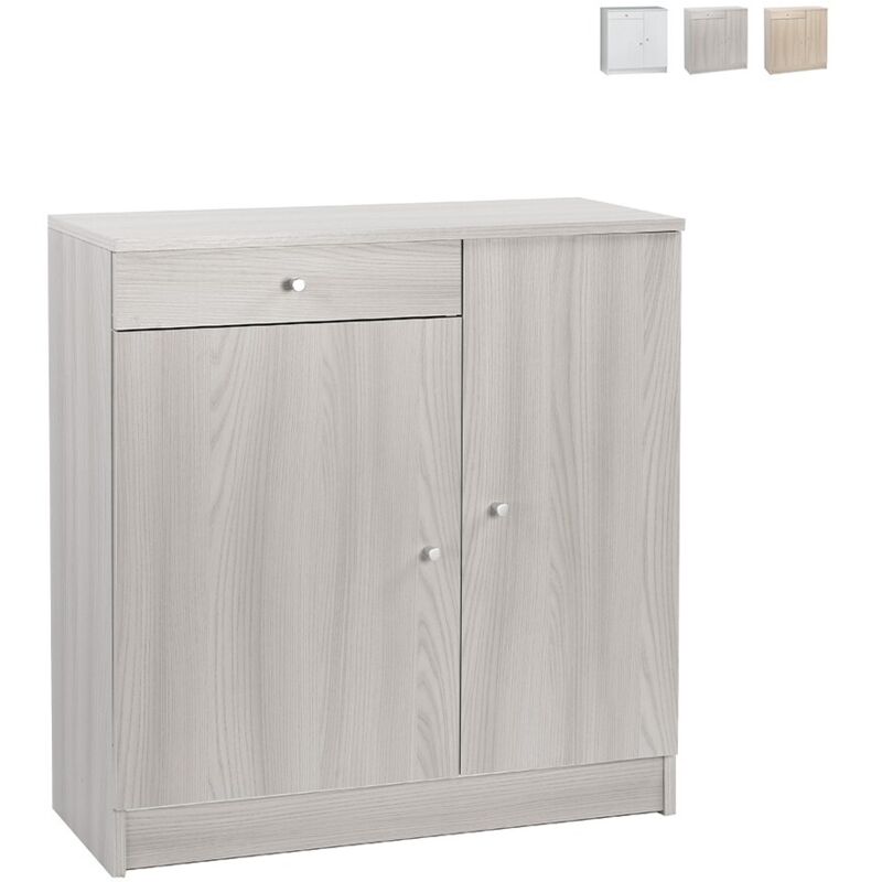 Sarmog - Armoire basse polyvalente avec deux portes et un tiroir Eucalyptus 77x34x h80 cm