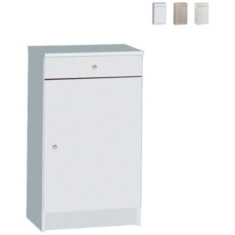 Armadio multiuso basso un anta un cassetto Bianco 46x34x h80 cm