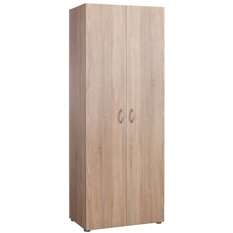 Armadio in legno a 2 ante con cassetti colorazione bianco, scarpiera alta ad 5 ripiani