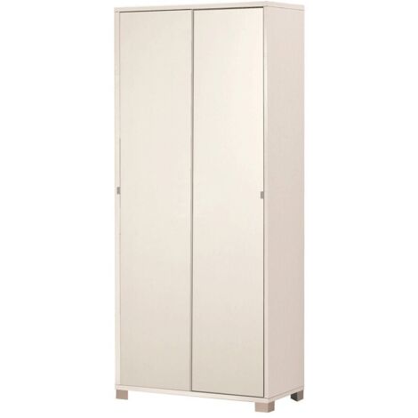 Armadio multiuso due ante scorrevoli con ripiani Bianco 82x41x h190 cm