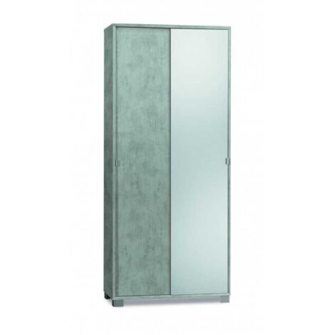 Armadio 2 Ante 4 Ripiani - Altezza 199 Cm, Colore Cemento, Design Moderno E Struttura Resistente Per La Camera