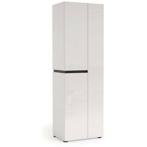 Armadio Multiuso Grande Linfa, 5 Ripiani, 3 Ante Made in Italy, 44.6x190h cm Bianco Lucido