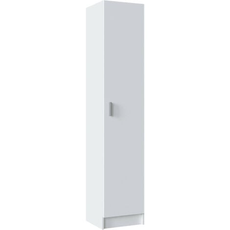 Armadio multiuso, Mobile ausiliario a 1 anta, Guardaroba portascarpe con ripiani, Scarpiera verticale, cm 37x37h180, Bianco
