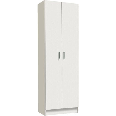 Armadio multiuso, Mobile ausiliario a 2 ante, Guardaroba portascarpe moderno, Scarpiera verticale, cm 59x37h180, Bianco