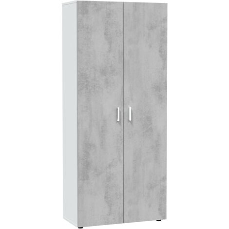 Armadio Multiuso, 2 Ante 5 Ripiani in Legno - 70x36x181 cm Bianco