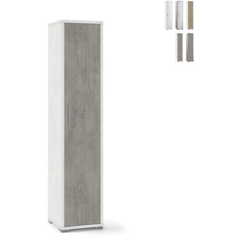Armadio multiuso stretto in legno Bianco Cemento 39x41x h182 cm
