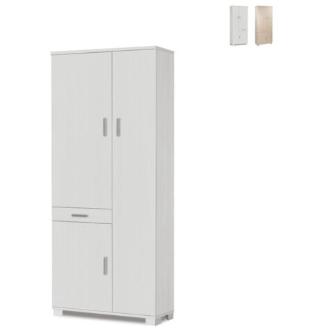 Armadio multiuso tre ante un cassetto Bianco Cenere 77x34x h178 cm