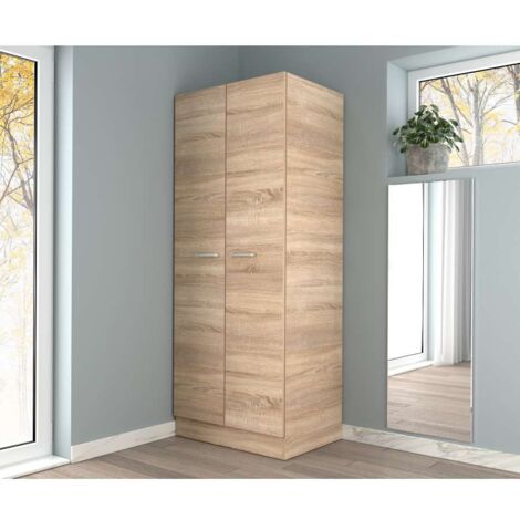 Armadio Natural Wood doppia anta in legno naturale - 71x51.5x181 cm