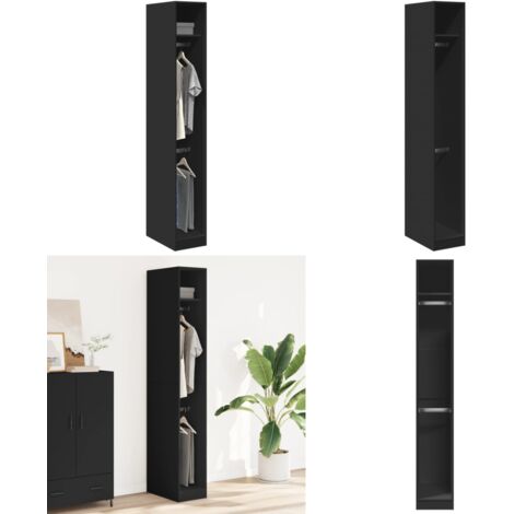 Armadio Nero 30x50x200 cm in Legno Multistrato - Armadio nero - Armadio da ingresso