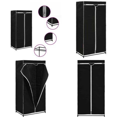 Armadio Nero 75x50x160 cm - Armadio nero - Armadio con appendiabiti