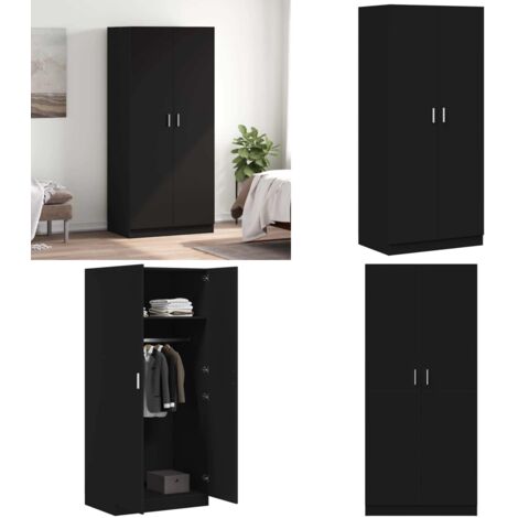 Armadio Nero 80x52x180 cm in Legno Multistrato - Armadio nero - Armadio per casa