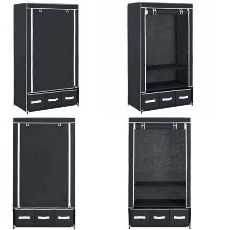 Armadio Nero 87x49x159 cm in Tessuto - Armadio per seminterrato - Armadio per bambini