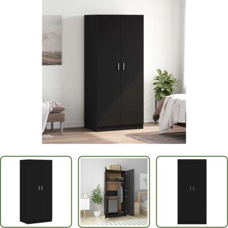 Armadio nero -  Armadio Nero 80x52x180 cm in Legno Multistrato