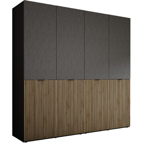 Armadio: Nero Grafite / Rovere Wotan, 200 x 200 x 51 cm