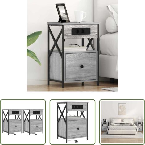 Armadio notte -  Armadio da Notte 2 pcs Grigio Sonoma 40 x 31 x 60 cm