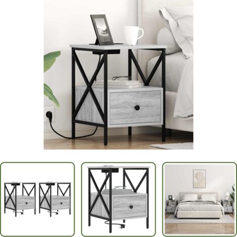 Armadio notte -  Armadio da Notte 2 pcs Grigio Sonoma 41,5 x 40,5 x 55 cm