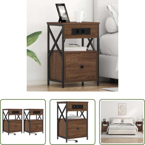 Armadio notte -  Armadio da Notte 2 pcs Rovere Marrone 40 x 31 x 60 cm