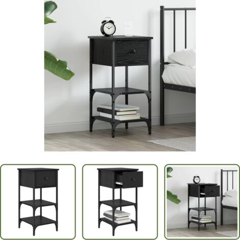Armadio notte -  Armadio da Notte con cassetto Rovere Nero 33.5 x 36 x 70 cm