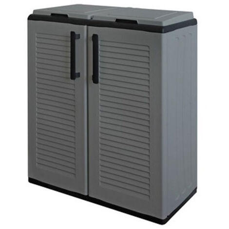 ARMADIO PATTUMIERA BASSO IN PLASTICA 2 SCOMPARTI DIMENSIONI 68X37X H 84 CM 200 LT