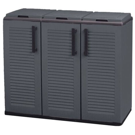 ARMADIO PATTUMIERA BASSO IN PLASTICA 3 SCOMPARTI DIMENSIONI 102X37XH 84 CM 300 LT