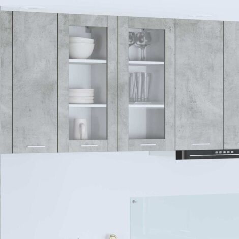 Armadio pensile con porta 2 pcs Grigio cemento 40 x 31 x 80 cm vidaXL