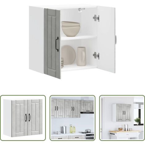 Armadio pensile -  Pensile da Cucina Lucca Grigio Cemento in Legno Multistrato