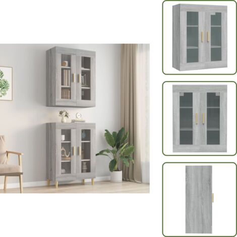 Armadio pensile - vidaXL Armadietto Pensile a Parete Grigio Sonoma 69,5x34x90 cm - Armadio da parete