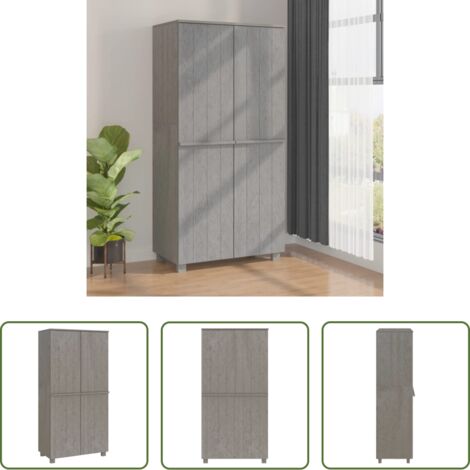 Armadio per abiti -  Armadio HAMAR Grigio Chiaro 89x50x180 cm Legno Massello di Pino