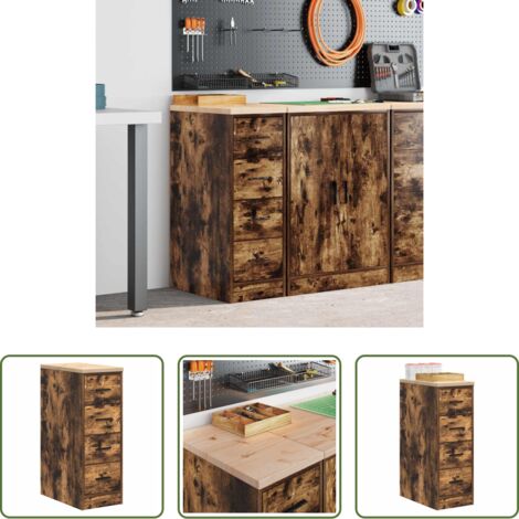 Armadio per attrezzi -  Armadietto da Garage in Rovere Affumicato 30x51x85 cm
