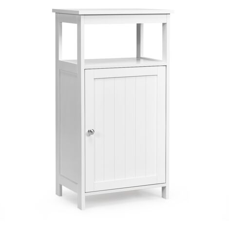 Armadio per bagno di legno con anta singola e mensola regolabile, Mobile multifunzionale 40x30x70cm Bianco