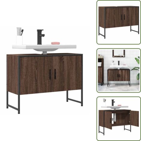 Armadio per bagno - vidaXL Mobile Lavabo Bagno Rovere Marrone 60x30x60cm Legno Multistrato - Armadio in legno