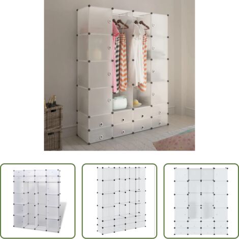 Armadio per bambini -  Armadietto Modulare 18 Scomparti Bianco 37 x 146 x 180,5 cm
