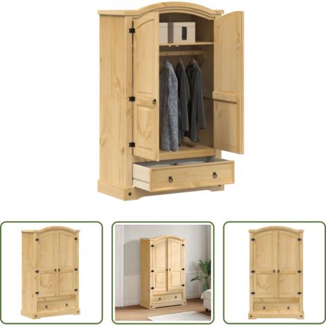 Armadio per camera da letto -  Armadio "Corona" 101x52x170 cm Legno Massello di Pino