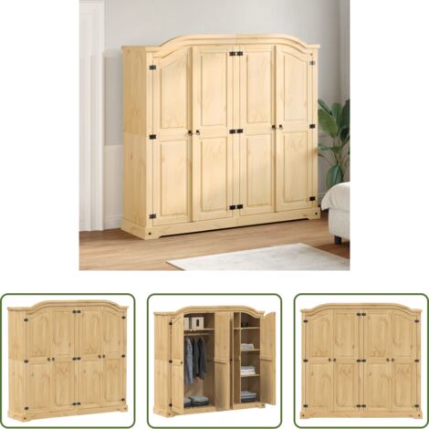 Armadio per camera da letto -  Armadio Corona 194x52x186 cm in Legno Massello di Pino