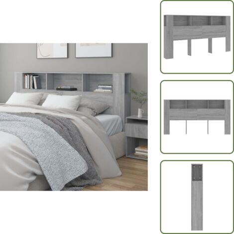 Armadio per camera da letto - vidaXL Testiera con Contenitore Grigio Sonoma 200x18,5x104,5 cm - Testiera a parete