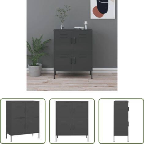 Armadio per casa -  Armadietto Antracite 80x35x101,5 cm in Acciaio