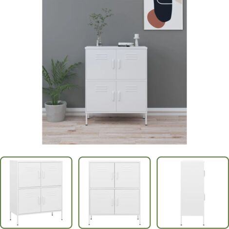 Armadio per casa -  Armadietto Bianco 80x35x101,5 cm in Acciaio