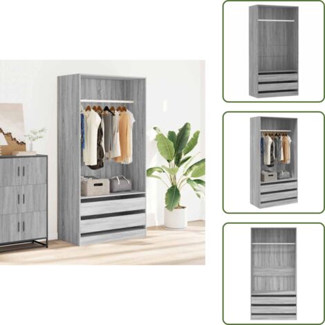 Armadio per casa - vidaXL Armadio Grigio Sonoma 100x50x200 cm in Legno Multistrato - Armadio con cassetti