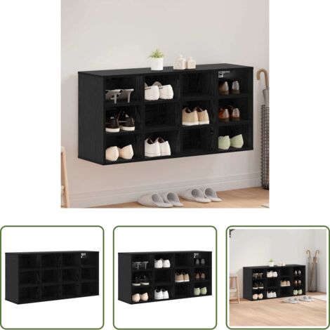Armadio per corridoio -  Mobile per scarpe con lo scaffale Rovere Nero 103 x 30 x 51 cm